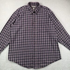 Vtg 80s 90s High Sierra Flannel Shirt Men's XL Maroon Navy Blue Plaid Pocket EUC